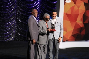  (L to R) Johnny Ventura, El Gran Combo de Puerto Rico's founder Rafael Ithier, and Salsa singer Victor Manuelle (Photo by: Fredwill Hernandez/THT) 